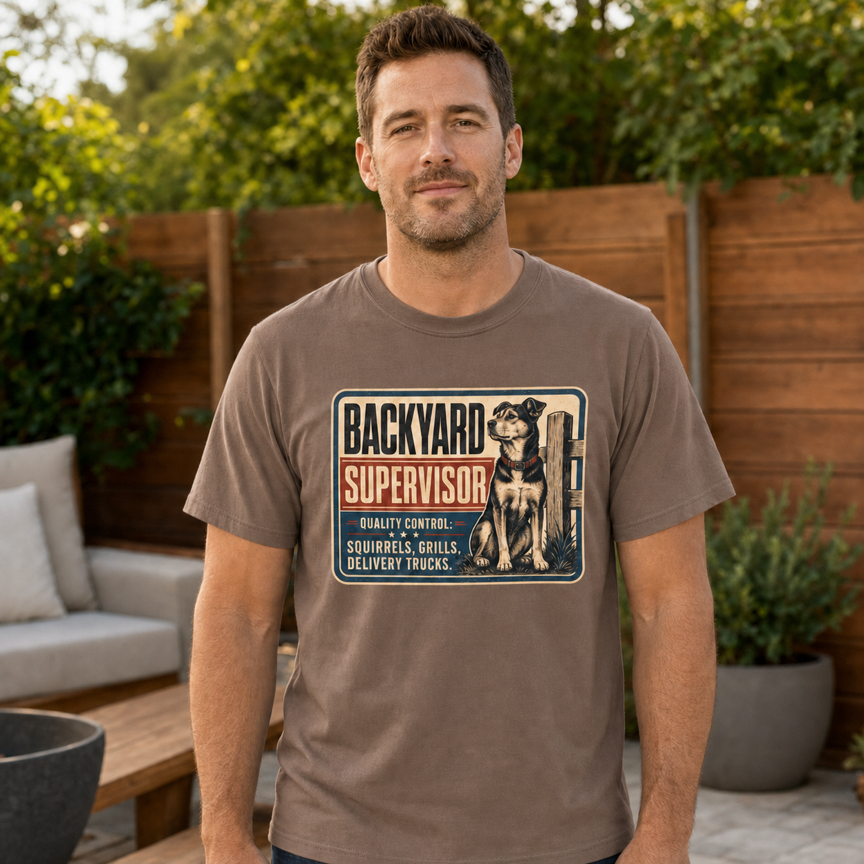 Backyard Supervisor T-Shirt — Funny Dog Patrol Tee