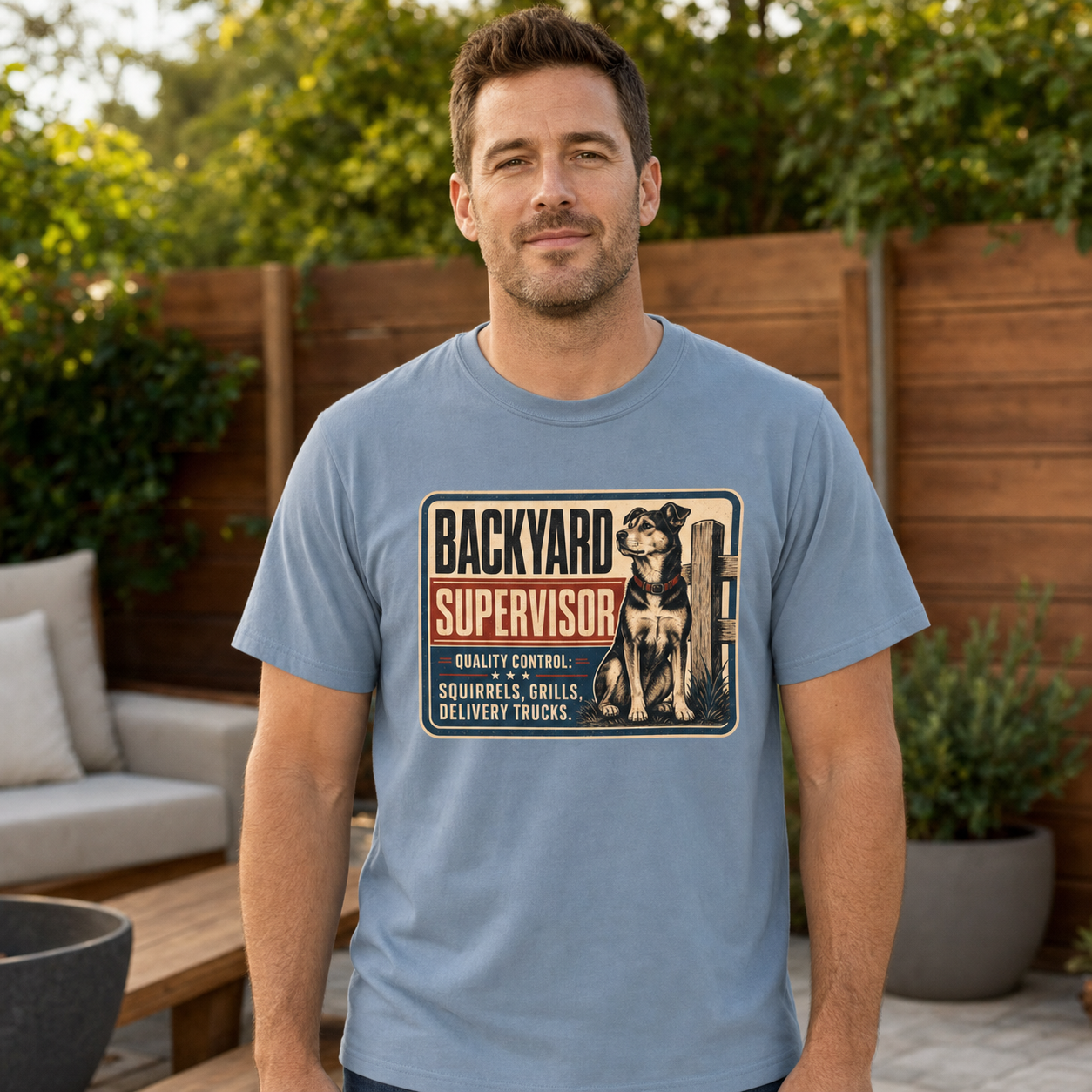Backyard Supervisor T-Shirt — Funny Dog Patrol Tee