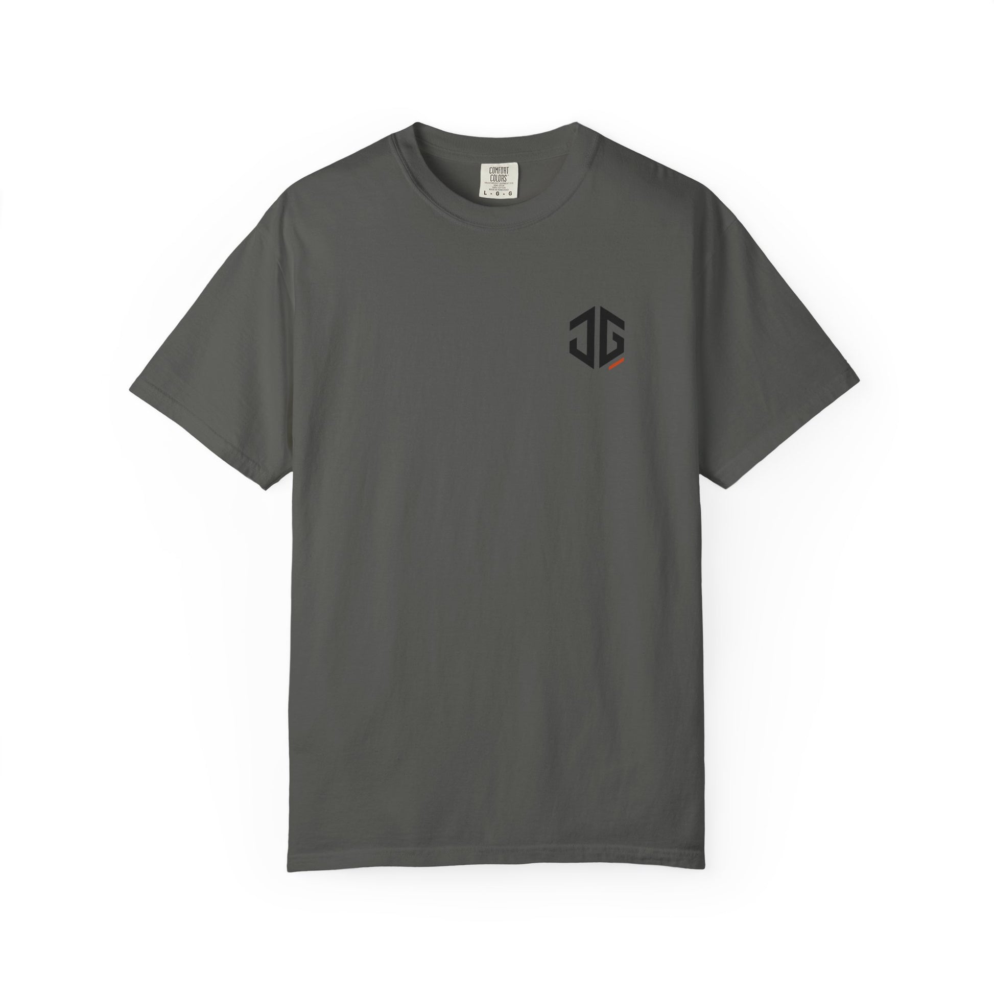 Pepper JGTees left-chest garment-dyed tee, front view